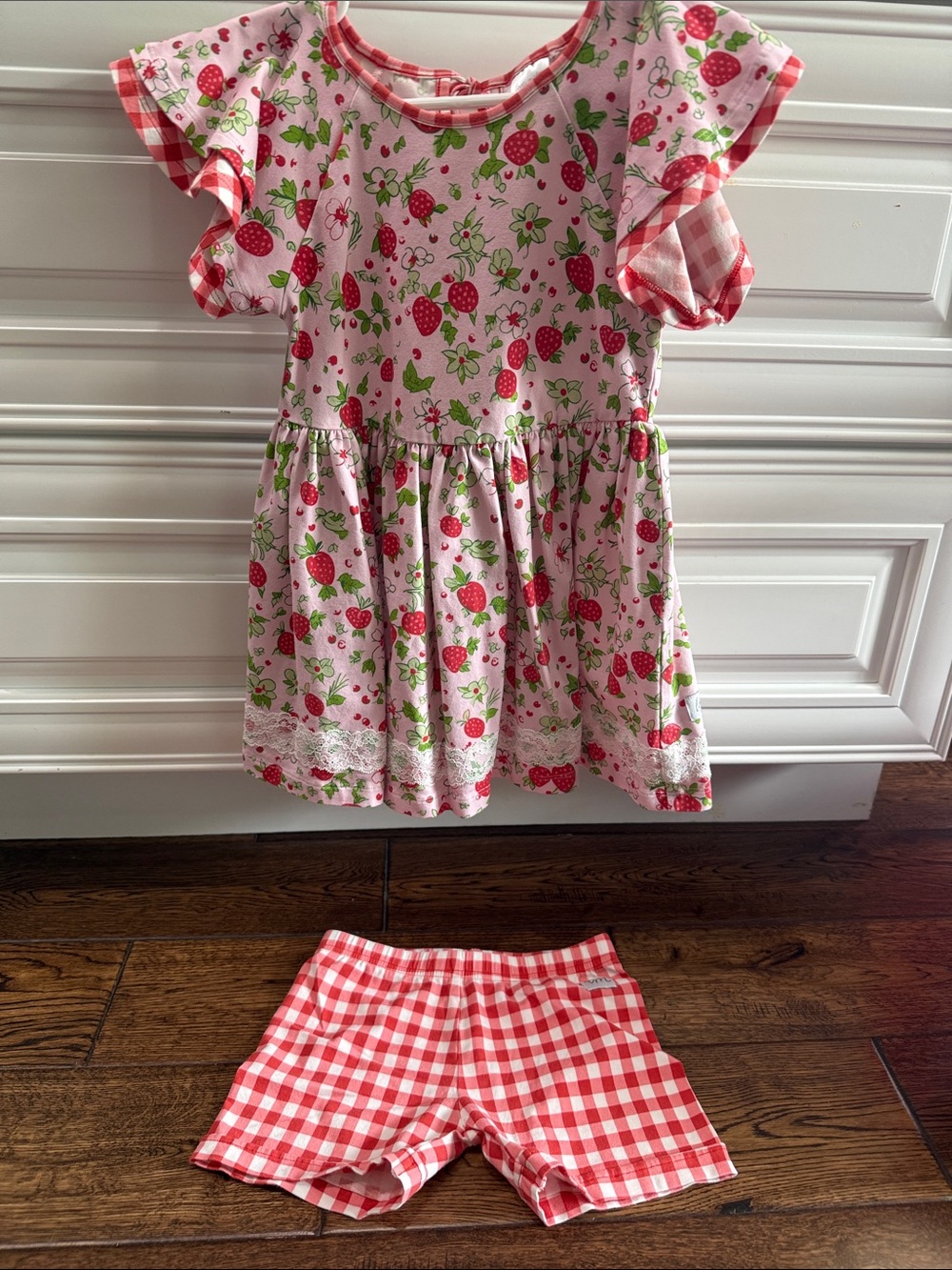 Love Millie Strawberry Print Tunic & Gingham Shorts Set